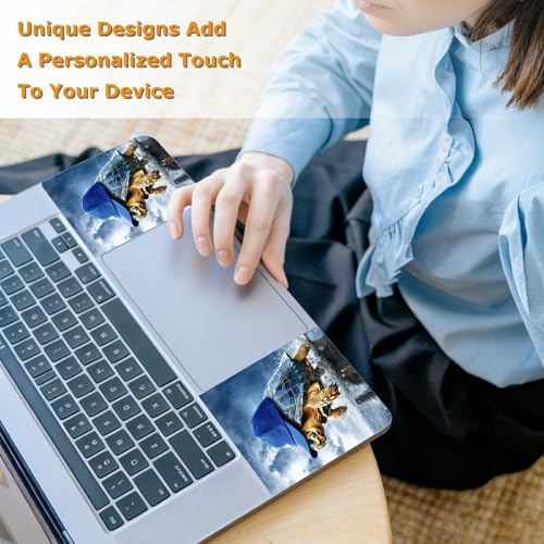 Universal Laptop Skin Sticker with 2 Wrist Pad Decals, 3-Piece Removable Vinyl Laptop Cover, Turtle Blue Hat Waterproof Anti-Scratch, Easy-Trim Fit for 13.3" 14" 15.6" Laptops - color: Turtle Blue Hat