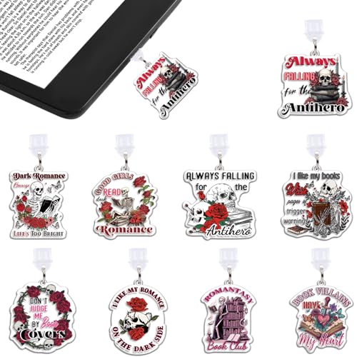 Wxiben Dust Plug Charm for Kindle - 9 Pack Dust Plug Compatible with Type C/USB C Charging Port Pendant Plug Cover for Phone E-Reader Book Lover Gifts Dust Plug Accessories for Women Men - style: Skeleton