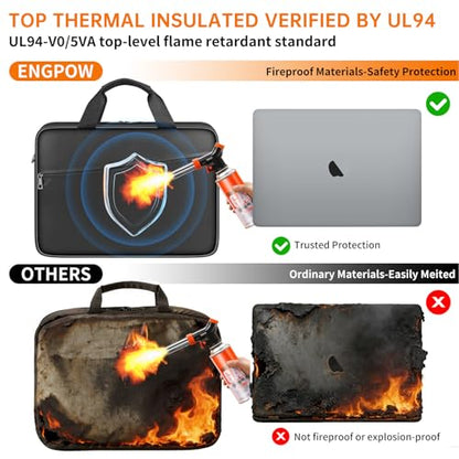 ENGPOW Laptop Bag,Fireproof 15.6 inch Messenger Bag,Protects Laptop&Tablet | Fire＆Water Resistant, Computer Safe Bag Carrying Case with Shoulder Strap＆Handle,Dual Zipper,for Home Office Travel, Black
