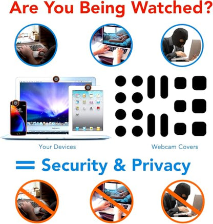 Universal Webcam Cover Stickers - Privacy Protection Accessory, No Residue Application, Safe Screen Closure - Dots,Squares and Bars, 18 Pieces - Black - color: Black18