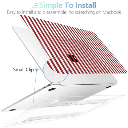 MEEgoodo Case for M5/M4/M3/M2 MacBook Air 13 inch Case 2026 2025 2024 2022, Fit Model A3449/A3240/A3113/A2681, Laptop Hard Shell Compatible with MacBook Air 13.6-inch, Red Stripes - color: Red Stripes