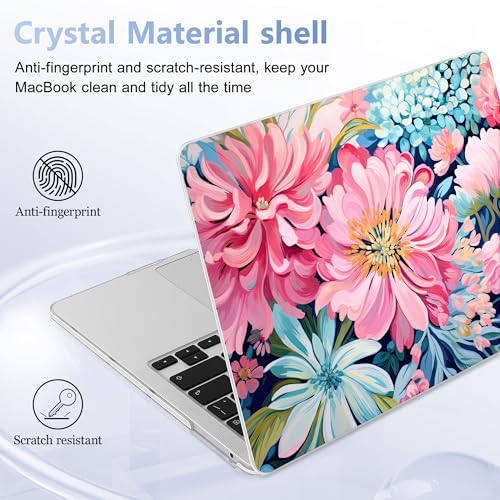 May Chen Case for MacBook Pro 13 inch M2 2023,2022,2021,2020 A2338 M1 A2251 A2289, Plastic Hard Shell Case for MacBook Pro 13" with Touch Bar Fits Touch ID, Flowers Painting - color: Flowers painting