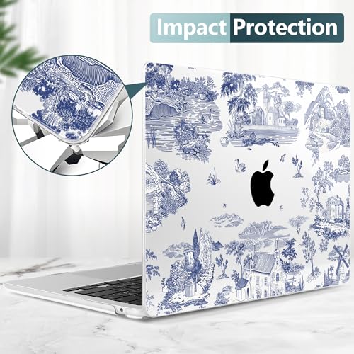for MacBook Air 13 Inch (13.6 Inch) Case, M5/M4/M3/M2 Chip 2026 2025 2024 2023 2022, Hard Plastic Printed Cover with Screen Protector & Keyboard Cover & Dust Plugs, Toile Pattern - color: Toile Pattern