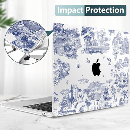 for MacBook Air 13 Inch (13.6 Inch) Case, M5/M4/M3/M2 Chip 2026 2025 2024 2023 2022, Hard Plastic Printed Cover with Screen Protector & Keyboard Cover & Dust Plugs, Toile Pattern - color: Toile Pattern