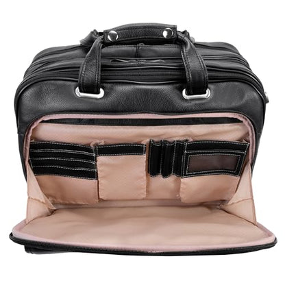 Siamod, VERNAZZA, CERESOLA, Napa Cashmere Leather, 15" Leather Checkpoint-Friendly Patented Detachable -Wheeled Laptop Briefcase, Black (46005)