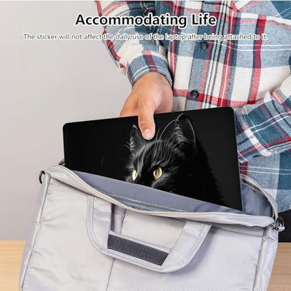 Universal Laptop Skin Sticker with 2 Wrist Pad Skins, Waterproof Scratch Resistant Vinyl Laptop Cover Decal, Cut to Fit for 11–15.6 Inch MacBook HP Dell Lenovo, Black Cat - color: Black Cat