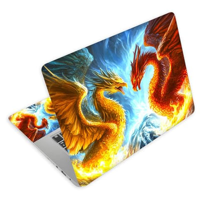 Universal Laptop Skin Decal, 3-Piece Vinyl Protector for 12 13 14 15.6" Notebook, Waterproof Anti-Scratch, Easy Trim & Bubble-Free Finish, Dragon and Phoenix - color: Dragon and Phoenix
