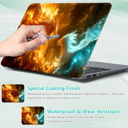 Laptop Skin Sticker Decal 12"-15.6" Universal Laptop/Notebook/Netbook Vinyl - Waterproof Scratch Resistant,Fits HP Dell Lenovo MacBook,2 Free Wrist Pads,Easy Apply & Remove,Blue Fire Dragon - color: Blue Fire Dragon