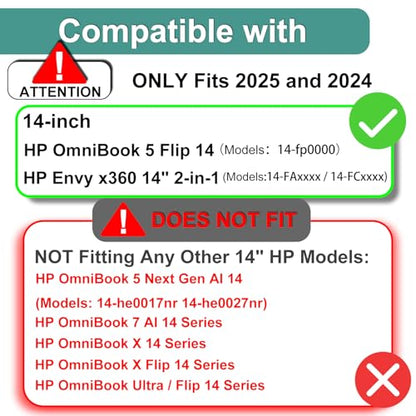 3-Pack Designed for 2025 New HP OmniBook 5 Flip 2-in-1 14" (fp-0000) & 2024 HP Envy x360 14" 2-in-1 (14-FA / 14-FC) Touchscreen Laptop Screen Protector, Anti Glare and Anti Fingerprint (Matte) Shield