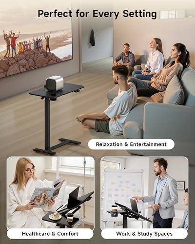 BZIUM Overbed Bedside Table with Hidden Wheels, Adjustable Medical Tilt Top Hospital Bed Table Over The Bed, Rolling Desk Mobile Standing Desk (31.5x15.8, Black) - color: Black, size: 31.5x15.8 Inch