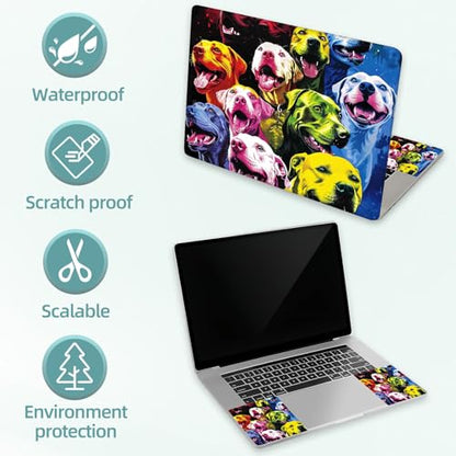 Universal Laptop Skin Decal, 3-Piece Vinyl Protector for 12 13 14 15.6" Notebook, Waterproof Anti-Scratch, Easy Trim & Bubble-Free Finish, Group of Dogs All Different Breeds - color: Group of Dogs All Different Breeds