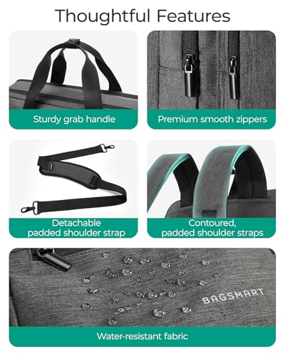 BAGSMART 3 In 1 Laptop Bag for Men, Computer Briefcase 17.3 Inch Laptop Water-Repellent Shoulder Bag, Computer Bag Business Travel Office, Black - color: Black