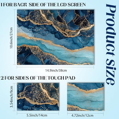 SUPERDANT Blue Marble Golden Texture Laptop Skin Sticker Decal Universal Removable Vinyl Notebook Protector Cover Fits 12 13 13.3 14 15 15.4 15.6 Inch Laptops - style: Golden Marble