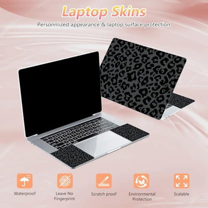 Laptop Skin Sticker Decal 12" 13" 13.3" 14" 15" 15.6",Waterproof Scratch Resistant Vinyl,Reusable Easy to Apply,for MacBook HP Dell Notebooks Netbooks Laptop,2 Wrist Pads,Black Green Leopard Print - color: Black Green Leopard Print