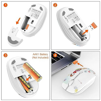FMOUSE Cute Bluetooth Mouse, 2.4 GHz Wireless Mice with USB Receiver for Laptop, iPad, Mac, Silent Cartoon Mouse Suitable for Female and Students (Girl) - color: Girl
