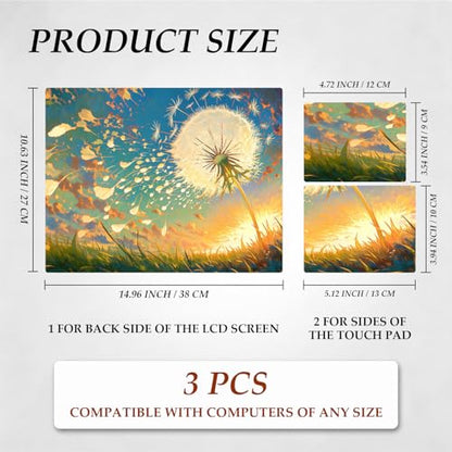 DEGDFSGR 12.1-15.6 Inch Universal Reusable Laptop Skin Sticker Decal, Waterproof Removable Protector for Notebook Cover, Scratch-Resistant Vinyl Cuttable Full Wrap Sticker, Dandelion Sunset - color: Dandelion Sunset