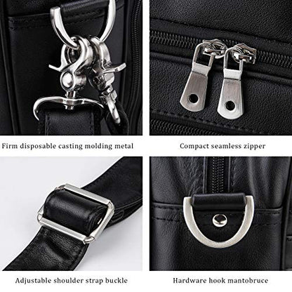 Leather Briefcase for Men 16'' Laptop Messenger Bag - color: Black