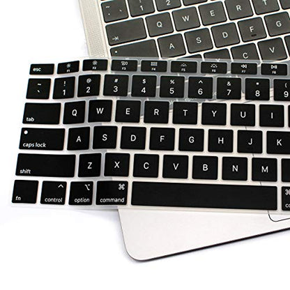 Se7enline Compatible with MacBook Air 13 inch 2018/2019/2020/2021/2022/2023/2024 Keyboard Cover M1 A2337/A2179 Soft Silicone Protective Skin Protector for MacBook Air 13-inch Touch ID US Layout, Black | Silicone Waterproof Dustproof Durable Washable Lapto