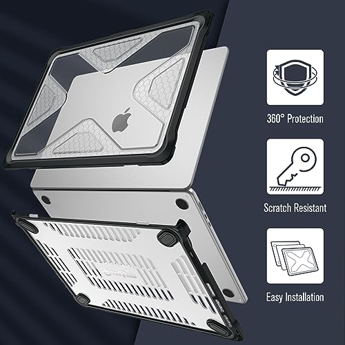 Fintie Rugged Case for MacBook Air 15 Inch, Clear | A3448 A3241 A3114 A2941, 2023 2024 2025 2026, M2 M3 M4 M5, TPU Bumper, Heavy Duty Hard Shell Cover - color: Clear