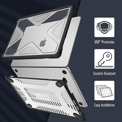 Fintie Rugged Case for MacBook Air 15 Inch, Clear | A3448 A3241 A3114 A2941, 2023 2024 2025 2026, M2 M3 M4 M5, TPU Bumper, Heavy Duty Hard Shell Cover - color: Clear