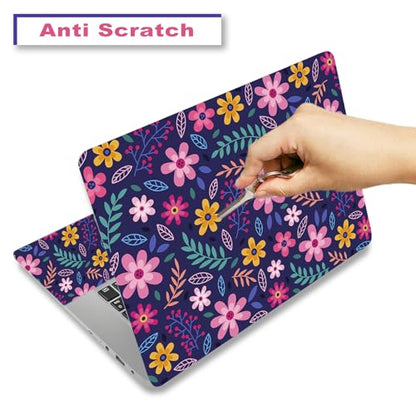 Laptop Decal Sticker Skin Cover, 11.6”12" 13" 13.3" 14" 15" 15.4" 15.6 inch Laptop Netbook Vinyl Skin Sticker Cover Art Notebook PC Protector (2 Wrist Pad Included), Removable Reusable, Flower Theme - color: Flower Theme