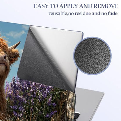Universal Laptop Skin Sticker Decal,15.6 Inch Laptop Vinyl Cover for 13" 14" 15.6" Laptop,Scratch-Resistant Waterproof Protector Wrap,Reusable with Wrist Pads,Highland Cow in Lavender Field - color: Highland Cow in Lavender Field