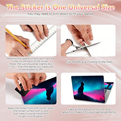 Laptop Skin Sticker Decal 12" 13" 13.3" 14" 15" 15.6",Waterproof Scratch Resistant Vinyl,Reusable Easy to Apply,for MacBook HP Dell Notebooks Netbooks Laptop,2 Wrist Pads,Cute Cat Galaxy - color: Cute Cat Galaxy
