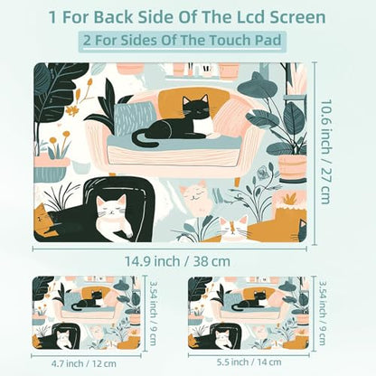 Universal Laptop Skin Decal, 3-Piece Vinyl Protector for 12 13 14 15.6" Notebook, Waterproof Anti-Scratch, Easy Trim & Bubble-Free Finish, Featuring Cats Lounging on Cozy - color: Featuring Cats Lounging on Cozy