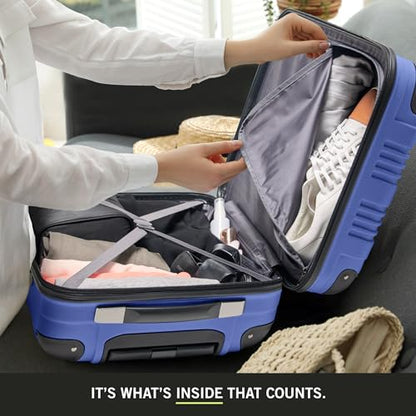 Kenneth Cole REACTION Out of Bounds Lightweight Hardshell 4-Wheel Spinner Luggage, Cobalt Blue, 24-Inch Checked - color: Cobalt Blue, size: 24-Inch Checked