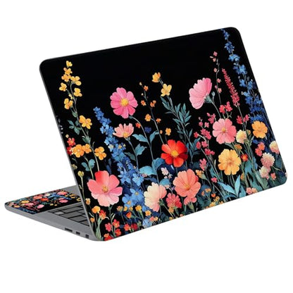 Universal Laptop Skin Sticker Decal with 2 Wrist Pad Skins, Waterproof Scratch Vinyl Cover for 11–15.6 Inch MacBook, HP, Dell, Lenovo, Cutable & Reusable,Dark Wildflower Meadow - color: Dark Wildflower Meadow