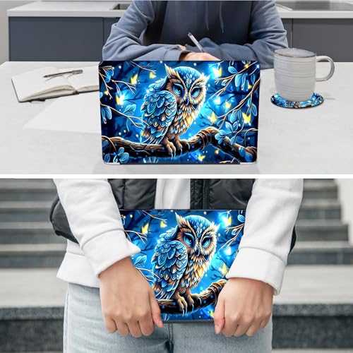 Laptop Skin Sticker Decal 12"-15.6" Universal Laptop/Notebook/Netbook Vinyl - Waterproof Scratch Resistant,Fits HP Dell Lenovo MacBook,2 Free Wrist Pads,Easy Apply & Remove,Blue Owl Cute - color: Blue Owl Cute