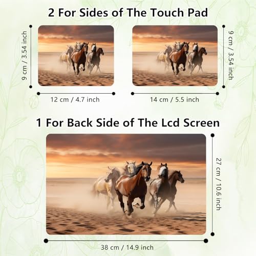 Laptop Skin Sticker Decal, Universal Reusable Vinyl Laptop Cover for 12" 13" 13.3" 14" 15" 15.4" 15.6" Notebook PC, Reusable Waterproof Scratch-Resistant with 2 Wrist Pads,Art Running Horse - color: Art Running Horse
