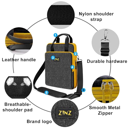 Laptop Shoulder Bag 12.3-13 inch Case Sleeve, Expandable Handbag with Valuables Compartment Compatible with MacBook Air/Pro/Neo 13", iPad 12.9"/13"/11", Shockproof,Black-Yellow edge - color: Black-yellow Edge
