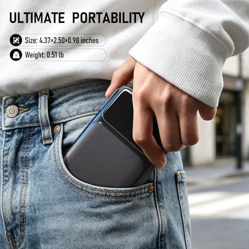Portable Charger with Wall Plug, 20000mAh Power Bank 22.5W Fast Charging, Built-in Lightning & USB-C Cables, Plug in Portable Charger for Android Samsung iPhone, 4-in-1 Travel Charger