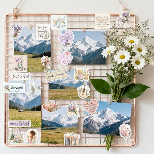 Prayer Board Stickers Supplies - 50 Pcs Bible Verse Motivational Vision Board Stickers for Women, Flower Christian Water Bottle Sticker, Waterproof Vinyl Scrapbook Decals for Laptop Journaling - style: Bible Verse