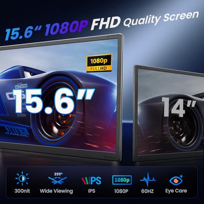 15.6" Laptop Screen Extender, 1080P FHD Laptop Monitor Extender, 235° Rotating Detachable Dual Monitor, Plug & Play Triple Screen for 13"-17.3" Laptops, Compatible with Mac/Windows/Android & Dex - color: 15.6" Carbon Black
