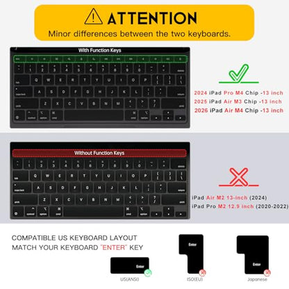 CaseBuy Premium Ultra Thin Keyboard Cover for Apple 13 Inch iPad Air 13 M3 M4(2026) & iPad Pro M5 M4(2025 2024) with Magic Keyboard, 13" iPad Pro Protector Skin Accessories, US Layout - size: iPad Pro 13" M4(2024) / Air 13 M3(2025)