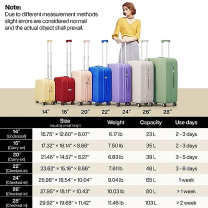 mixi Carry on Luggage, 20'' Suitcase Spinner Wheels Luggage Hardshell Lightweight Rolling Suitcases PC with Cover & TSA Lock for Business Travel, Off White（Slight Pink） - color: Off White(Slight Pink), size: 20in Carry on