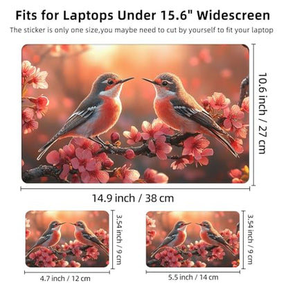 Aesthetic Laptop Skin Cover,12-15.6 Inch Universal Vinyl Sticker Decal,Waterproof Scratch-Resistant Notebook Wrap,Removable Residue-Free Protector,Cherry Blossom Birds - color: Cherry Blossom Birds