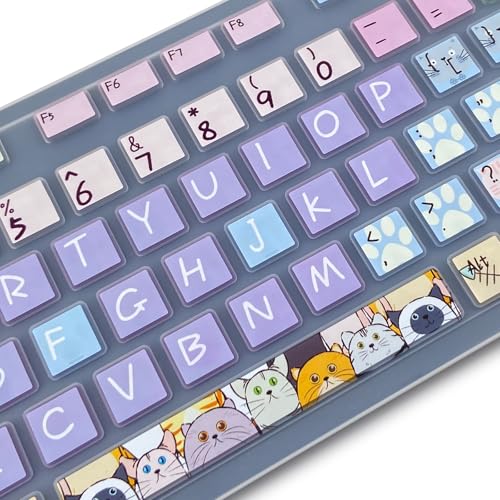Keyboard Cover for Dell KM636 KB216 KB216t/d/p Keyboard, Dell Optiplex 3050 3240 5250 5460 7450 7050, Inspiron Desktop 3475 3477 3670 5400 5490 7700 7790,Cute Cat - color: Cute Cat