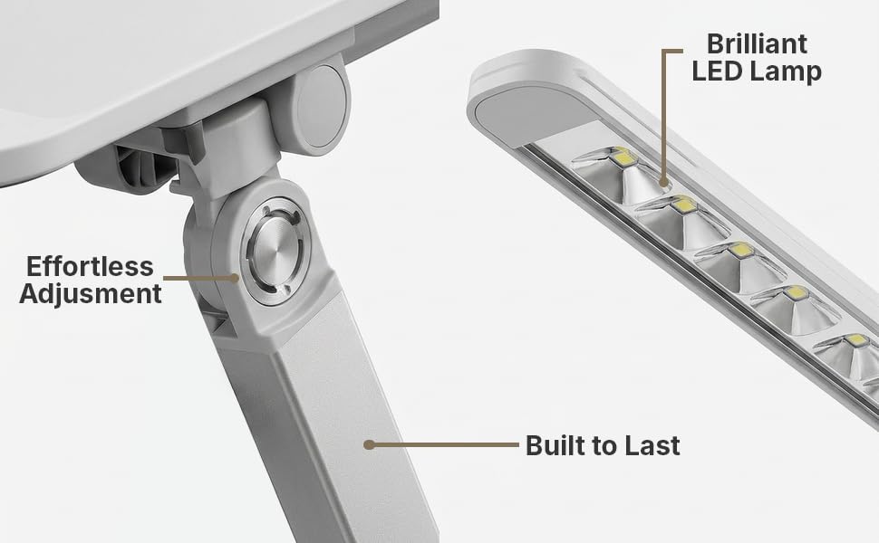Premium LED Adjustable Lap Desk with Built-in LED Lamp