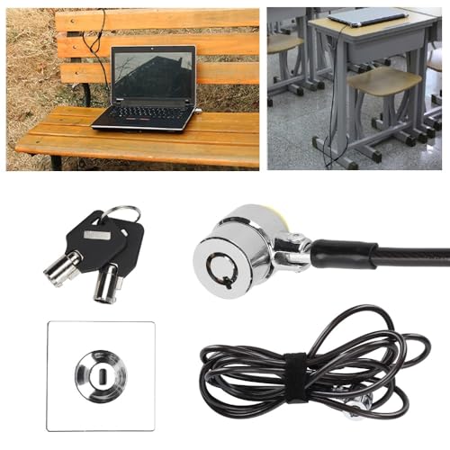 2m Galvanized Steel Laptop Cable Lock - Universal Security Anti Theft Cable with 180° Rotating Head and Keys for Most Laptops & Projectors