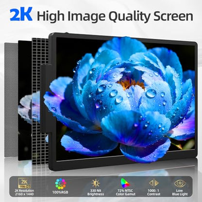 KOJOM 2K Laptop Screen Extender - 13" IPS 1440P Triple Screen Laptop Monitor Extender Plug & Play Multi Screen Attachment for 13"-17" Laptops Compatible with Wins Mac Dex Chrome Travel Gaming Work