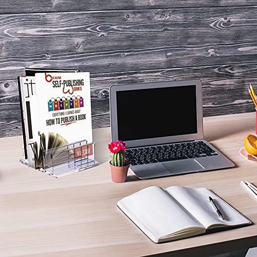 Frienda 1 Piece 4-Compartment Acrylic Vertical Laptop Stand, Can Accommodate with a Thickness of Less Than 2 cm, Fits Most Laptop (Clear) - style: Clear