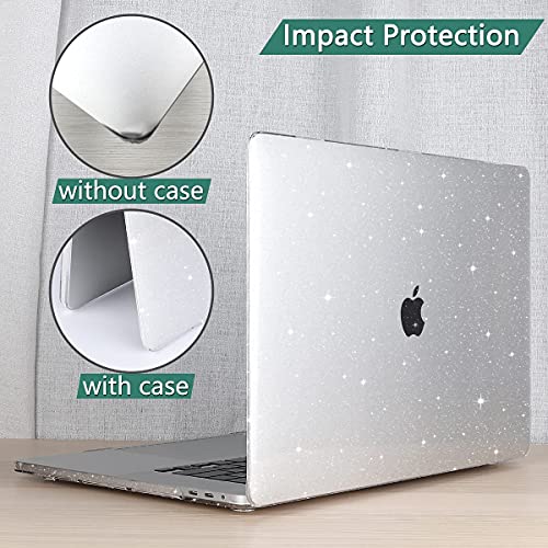 CISSOOK Clear Glitter Case for MacBook Pro 13 Inch 2020-2025 Release A2338 A2251 A2289, Plastic Bling Hard Shell Case with Keyboard Cover for MacBook Pro 13 M1 M2 Sparkly | 4in1 Set Plastic Bling Hard Shell Case with Keyboard Cover for MacBook Pro 13 M1 M