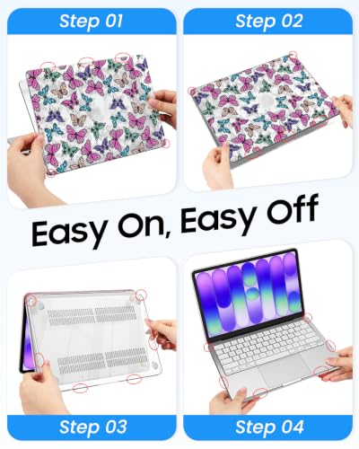 Fintie Case for MacBook Neo 13 Inch A3404 2026, Colorful Butterfly | Snap-On Hard Shell Cover, Ultra-Thin, Slim Fit, Lightweight - color: Colorful Butterfly