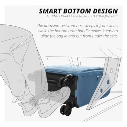 Verage Underseat Carry On Luggage with Wheels,14-Inch Compact Underseat | Personal Item Bag,Airline Approved, Laptop Compartment, USB Charging Port - color: Coast Blue, size: 14-Inch Compact Underseat
