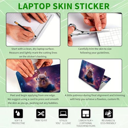 Laptop Skin Sticker Decal, Universal Protective Cover Fit 12 13 14 15.6 Inch Notebook, Reusable Water-Resistant Vinyl Decal w/ 2 Wrist Pads for Business Travel Office, Galaxy Mouse - color: Galaxy Mouse