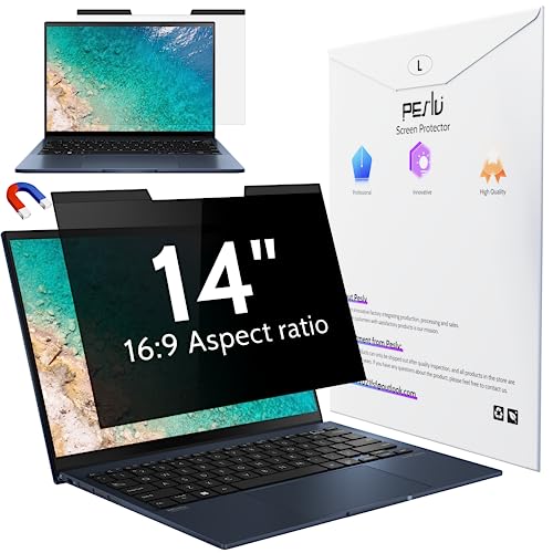 Peslv Magnetic Laptop Privacy Screen 14 inch for 16:9 Computer Monitor, 14" Removable Anti Glare Protector Blue Light Filter Shield Compatible with Lenovo Hp Dell Acer Asus Thinkpad Envy Xps - size: 14" 16:9 B