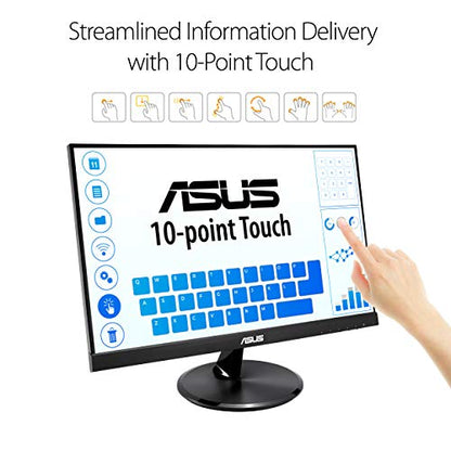 ASUS VT229H 21.5" Monitor 1080P IPS 10-Point Touch Eye Care with HDMI VGA, Black - style: 22" Touch